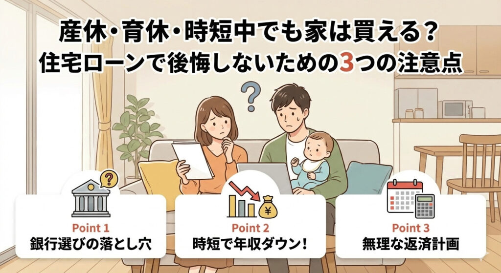 産休・育休・時短中でも家は買える？住宅ローンで後悔しないための3つの注意点