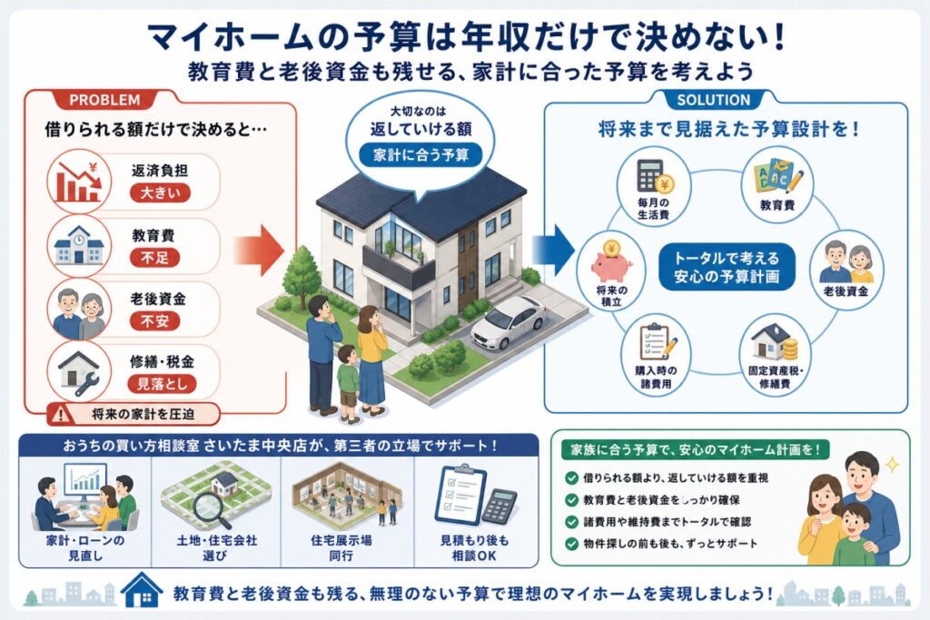 マイホームの予算は年収だけで決めない！見落としやすい教育費と老後資金